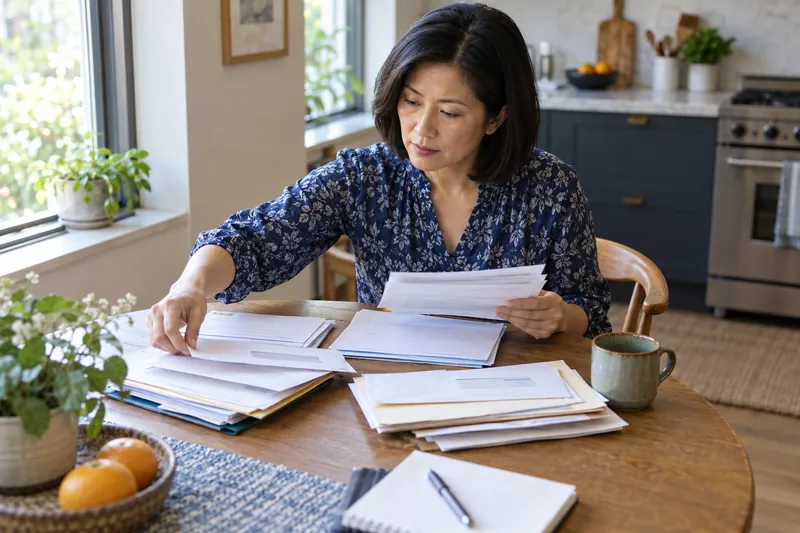 A person preparing documents for a loan application