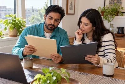 People comparing company documents