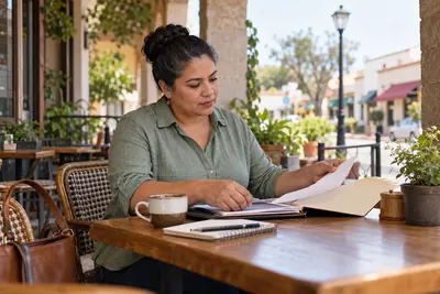 A person preparing for a local office visit