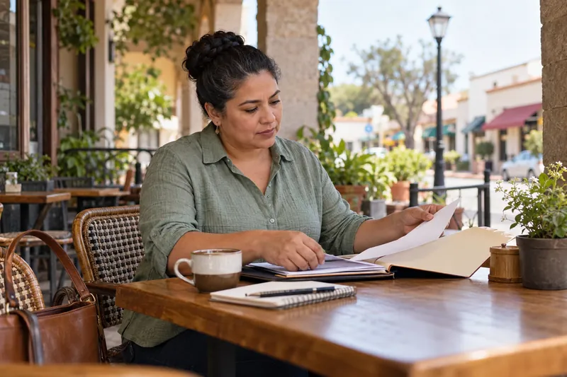A person preparing for a local office visit