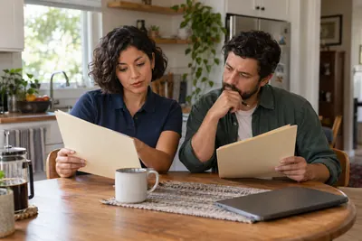 People comparing company documents