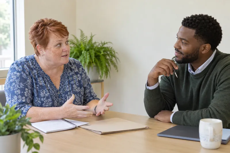 People discussing a financial question