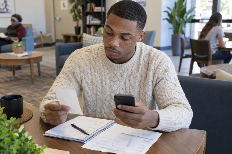 A person checking payment records
