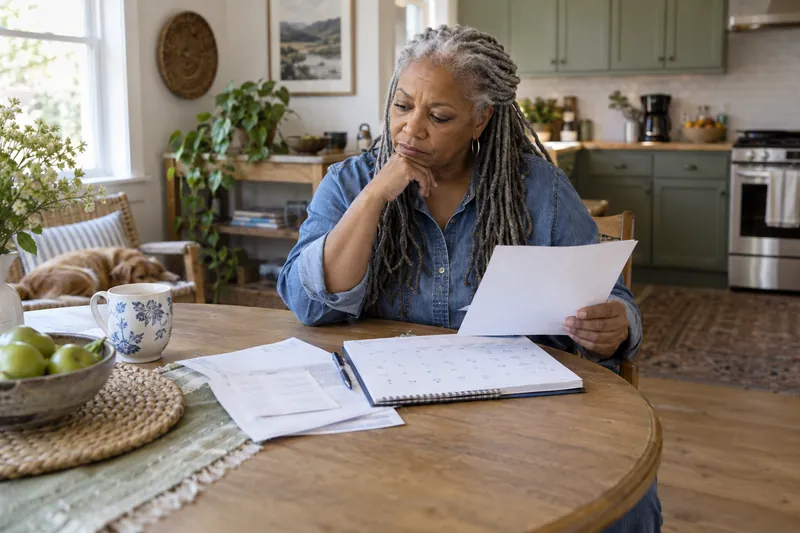 A person checking a bill and payment calendar
