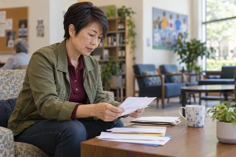 A person preparing documents for a loan application