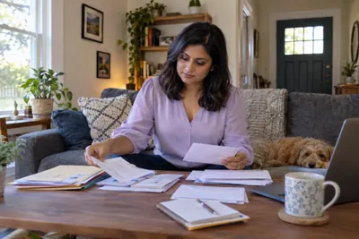 A person preparing documents for a loan application