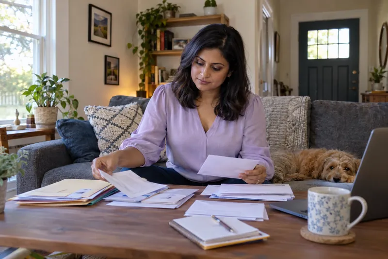 A person preparing documents for a loan application