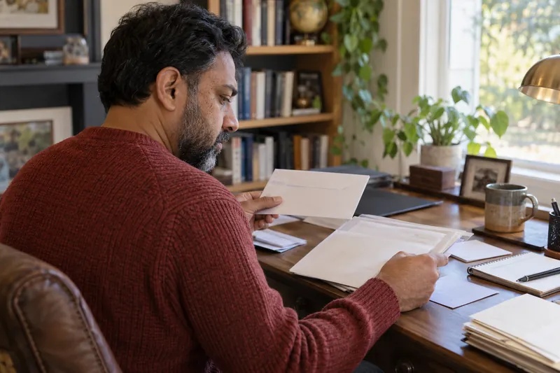 A person preparing documents for a loan application