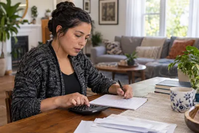 A person reviewing a household loan budget
