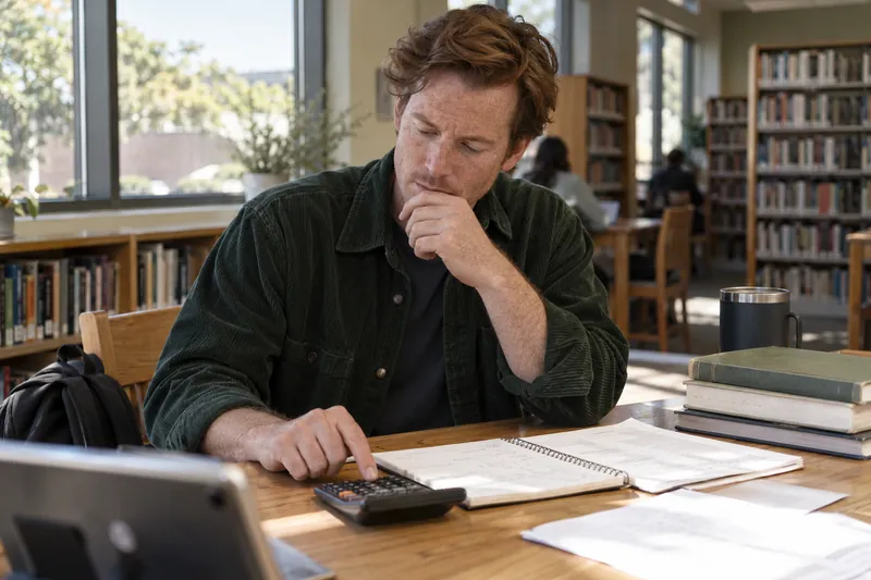 A person reviewing a household loan budget