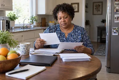 A person preparing documents for a loan application
