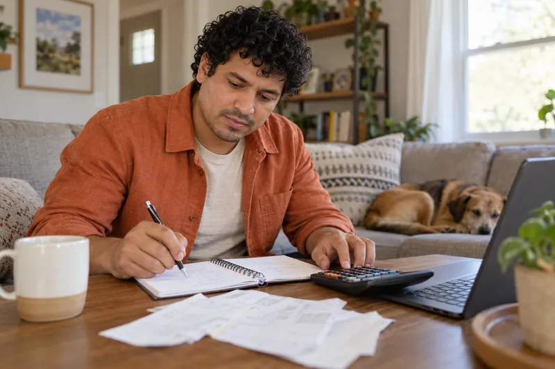 A person reviewing a household loan budget