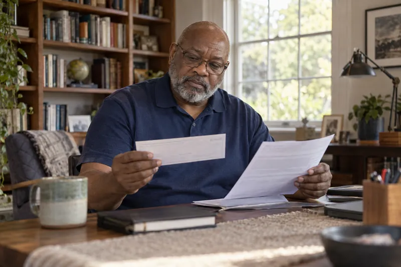 A person examining a mailed loan offer