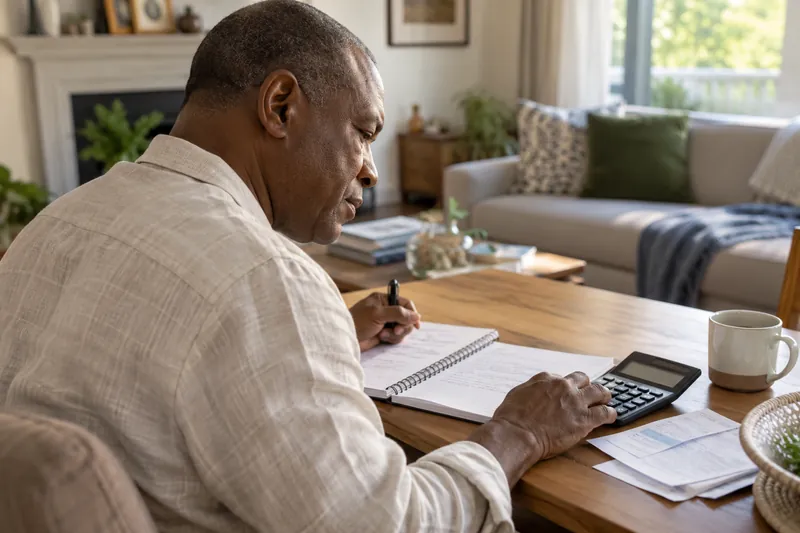 A person reviewing a household loan budget