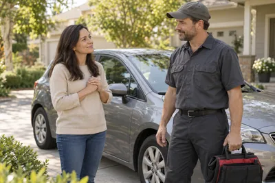 A driver discussing a car repair