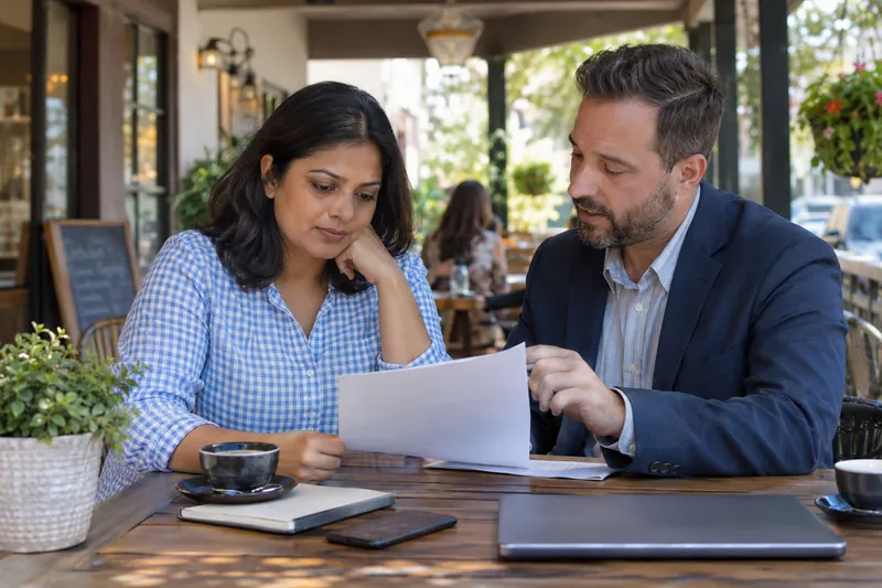 People reviewing a secured-loan agreement