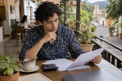 A person reviewing investment documents
