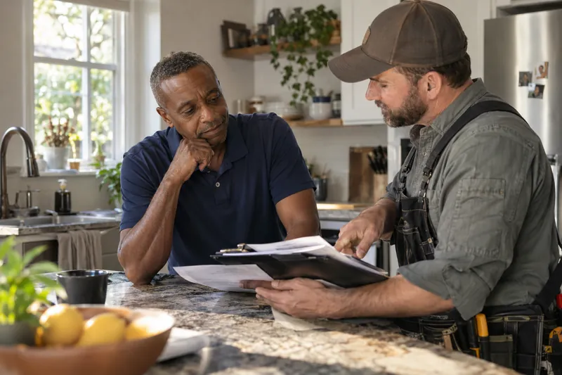A homeowner discussing a repair project