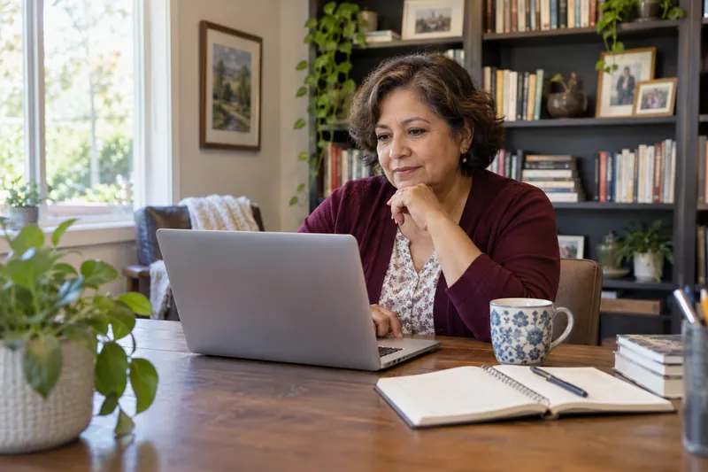 A person reviewing account security at home