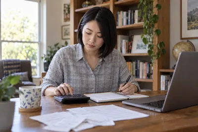 A person reviewing a household loan budget