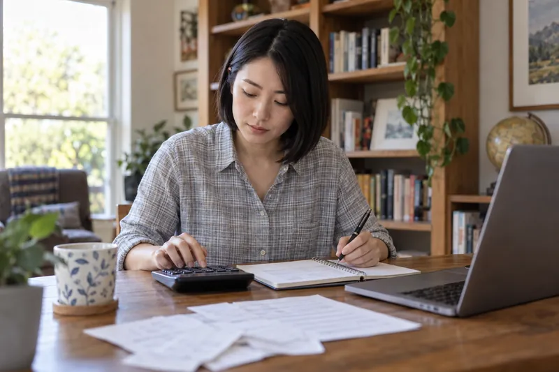 A person reviewing a household loan budget