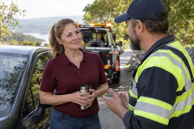 A driver receiving roadside assistance