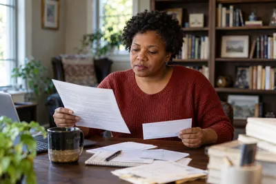 A person checking the conditions of a loan check