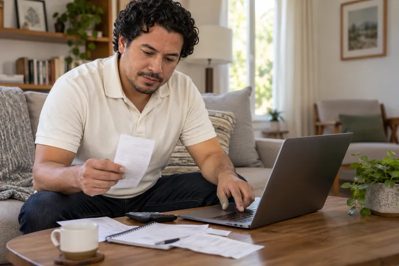A person checking a payment against account records