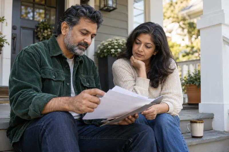 People reviewing home and mortgage paperwork