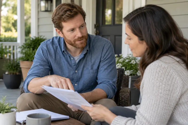 People reviewing home and mortgage paperwork